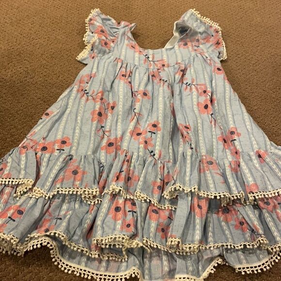 Ele Story Girls Blue Floral Lined Dress - Picture 7 of 7